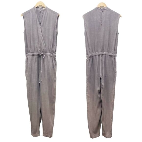 Anthropologie Cloth & Stone Jenna Cropped Jumpsuit Lavender Gray Tencel Size XS - Picture 11 of 15